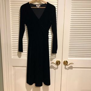 Talbots v-neck velvet dress with waist tie